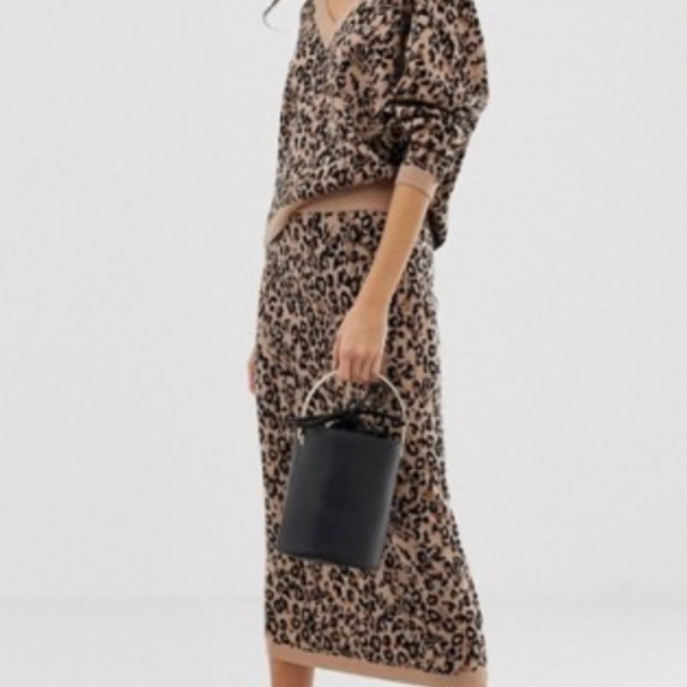 Whistles Jungle Cat knit Sweater and Midi Skirt